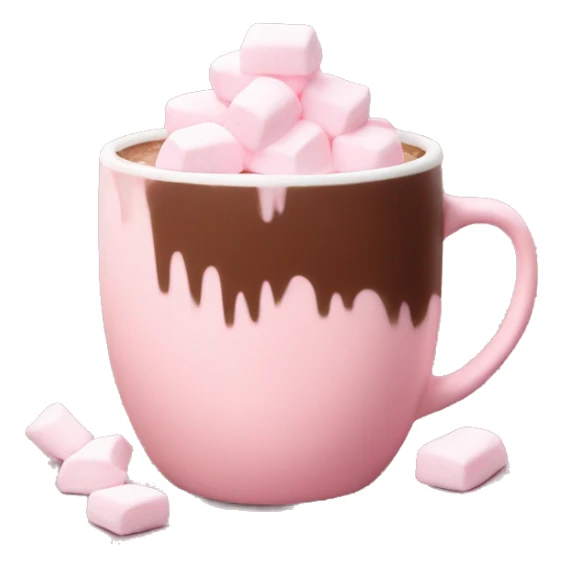 Aesthetic hot chocolate in light pink cup marshmallow  sticker