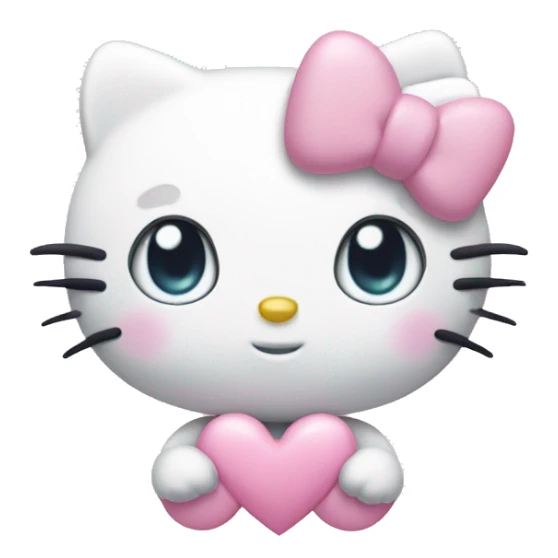 Hello kitty with pastel hearts instead of eyes sticker