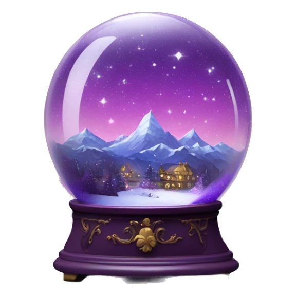 vintage purple rococo night sky mountains snow globe sticker