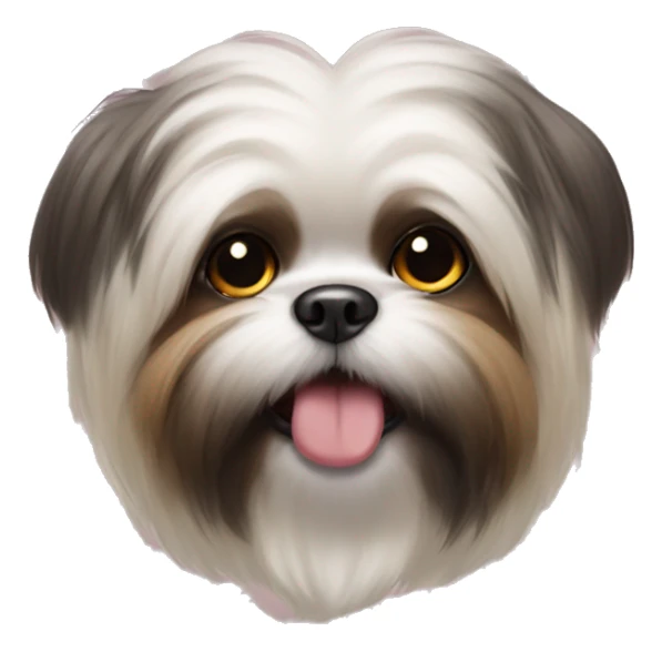 Shitzu with tongue sticking out eyes crossed and darker fur sticker