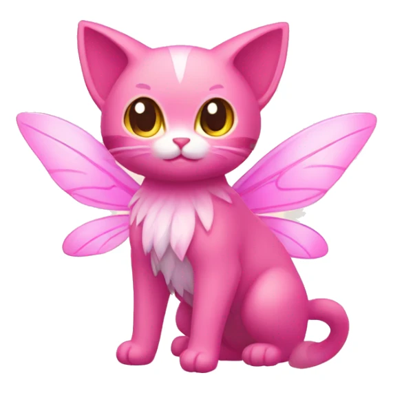 Shiny Pink Grass-type-Fairy-type-Fakémon-Cat full body sticker
