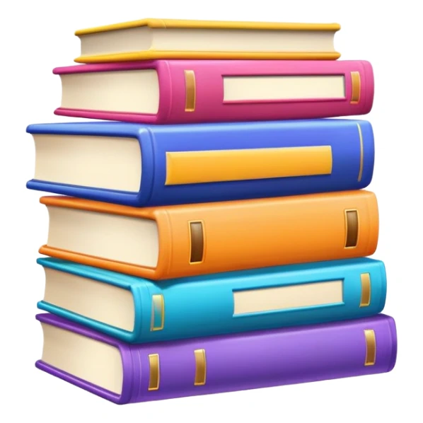 stack of three colorful books on a shelf sticker