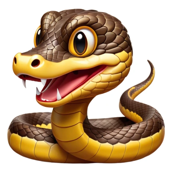 Cinematic Comical Chinese Water Snake Portrait Emoji, Head tilted dramatically with an exaggeratedly amused expression, featuring a striking, glossy scaled body with bold patterns and wide, expressive eyes filled with playful disbelief, Simplified yet hilariously expressive features, highly detailed, glowing with a slightly sassy aquatic glow, high shine, dramatic yet playful, stylized with an air of cheeky water mischief, soft glowing outline, capturing the essence of a spirited and over-the-top water snake that feels like it could slither its way into internet fame instantly! sticker