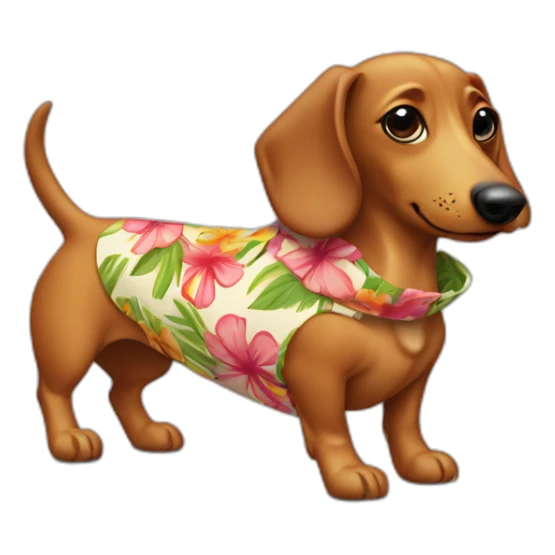 sausage dog wearing a Hawaiian shirt sticker