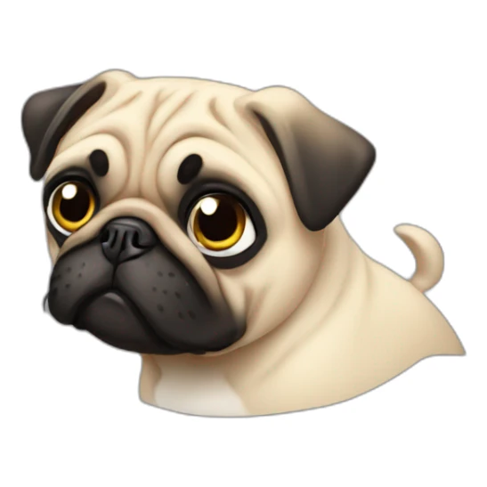 pug wearing a black t-shirt sticker