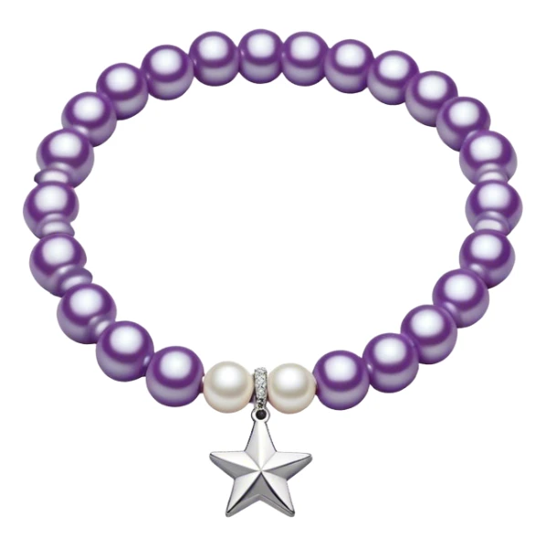 Pearl bright purple braclet with star in middle sticker