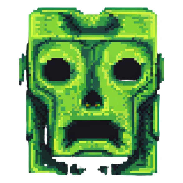 ultra-blocky minimal pixel art Minecraft creeper face with few large square pixels sticker