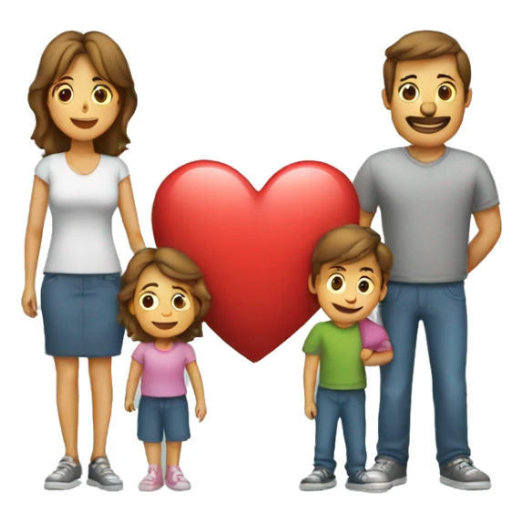 Heart and mom and dad and kids sticker