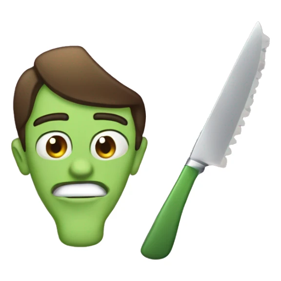 make me an emoji with this face: 🙂 with a martini glass in one hand and a large kitchen knife in the other sticker