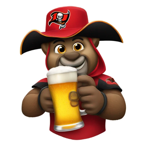 Tampa bay Bucs mascot drinking a beer  sticker