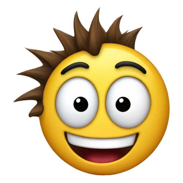 freaky emoji with his tongue out and laughing but surprised with a mohawk sticker