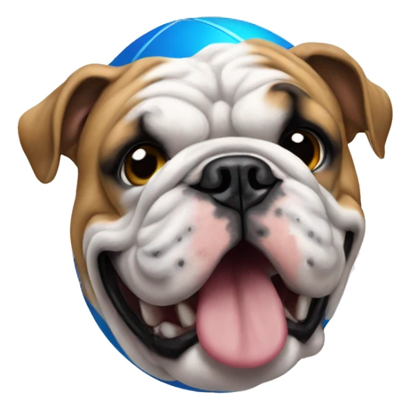 English bulldog with blue ball sticker