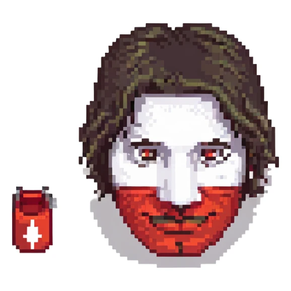 a man with a La Casa de Papel mask, pixel art style sticker
