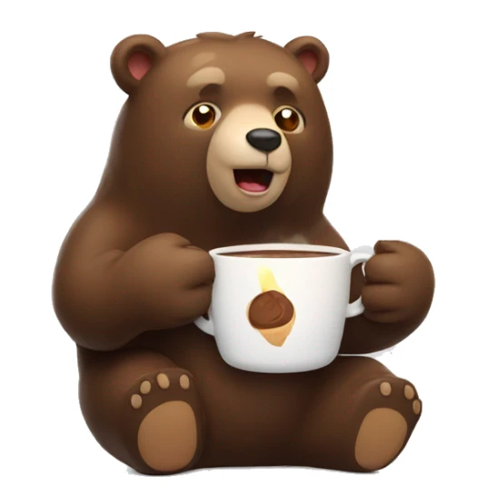 Bear wearing a cup of hot chocolat sticker