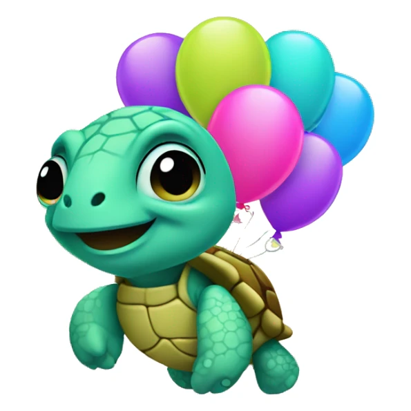 Neon baby turtle with neon balloons sticker