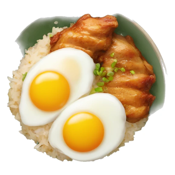 chicken thigh rice bowl with two eggs sticker