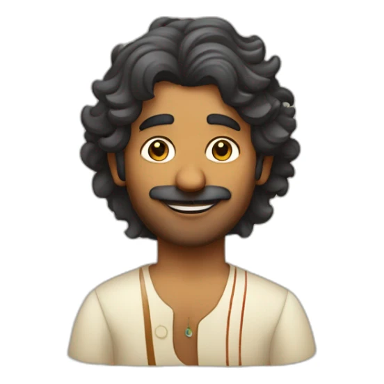 wavy haired indian man playing harmonium with no facial hair sticker