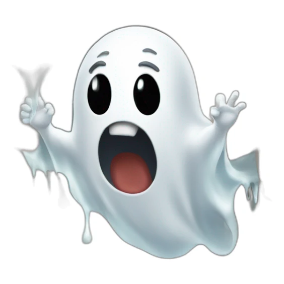 ghost stuck halfway in a wall ejecting a spray of white milky substance forward from stomach area sticker