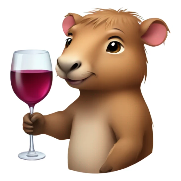 Cute girly capybara holding a glass of wine  sticker