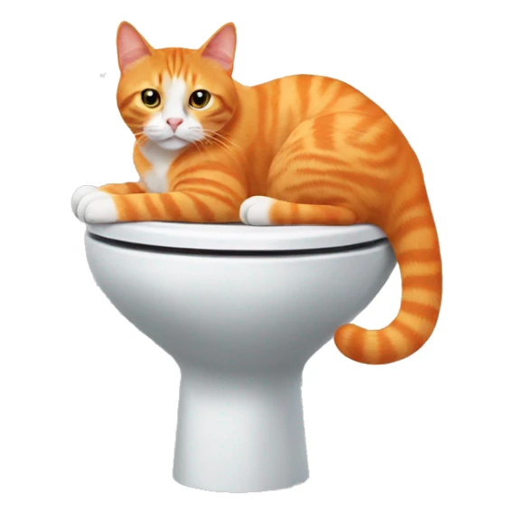 Orange cat sitting in a toilet sticker