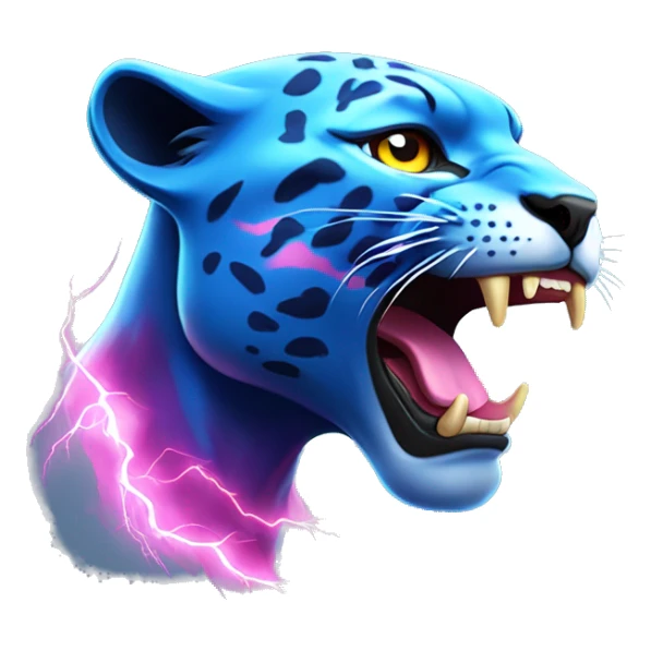 A blue panther head with pink lightning flowing out of its eyes side view  sticker