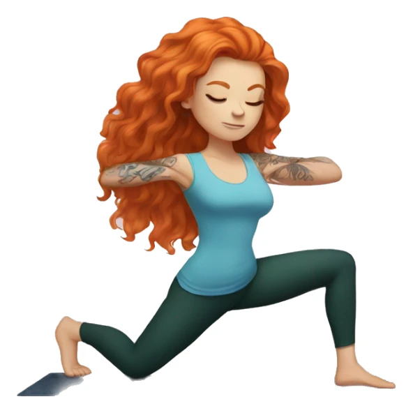 White Girl ginger hair and tattoos doing yoga sticker