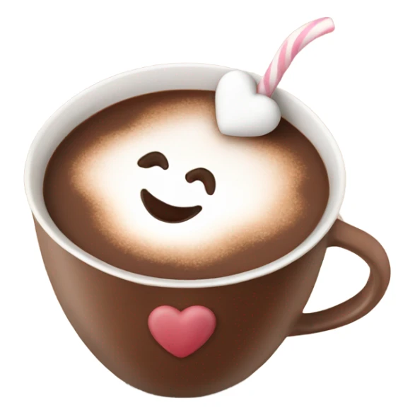Hot chocolat with marshmallows and a heart sticker