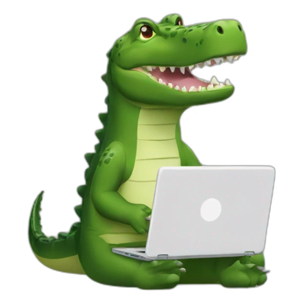 crocodiles-wearing-square-and-white-tee-working-on-a-black-laptop sticker