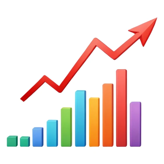 Upward trending business chart with arrow pointing up sticker