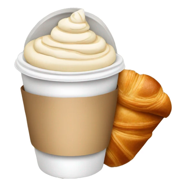 Disposable cup with cappuccino and croissant sticker