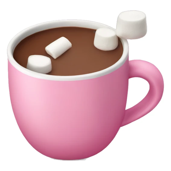 Hot chocolate with marshmallows in a little pink coffee cup sticker