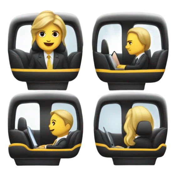 office workers in a taxi cab sticker