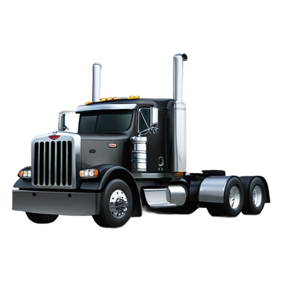 Peterbilt 389 black with flat top and dual rear tires and flat bumper sticker