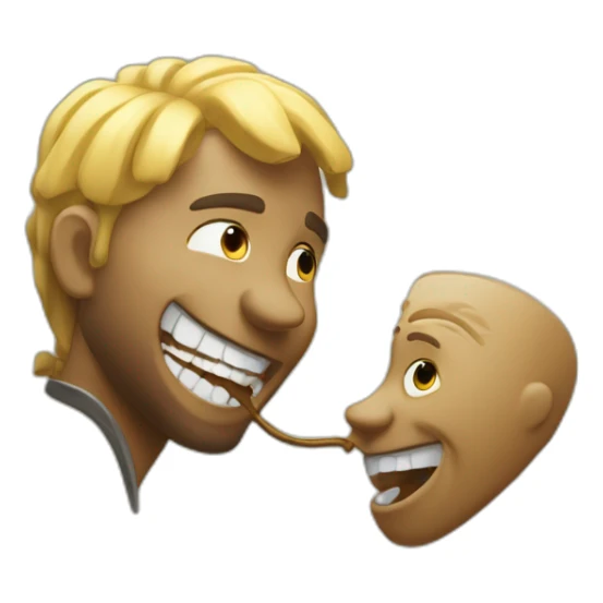 a man touching the jungle musician goldie’s teeth sticker