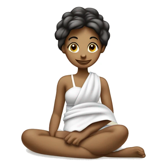 Génère moi une fille avec c’est cheveux enrouler dans une serviette avec une serviette eu tour de son corp et elle est en train d’appliquer sa crème  sticker