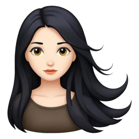 Female with black long hair sticker