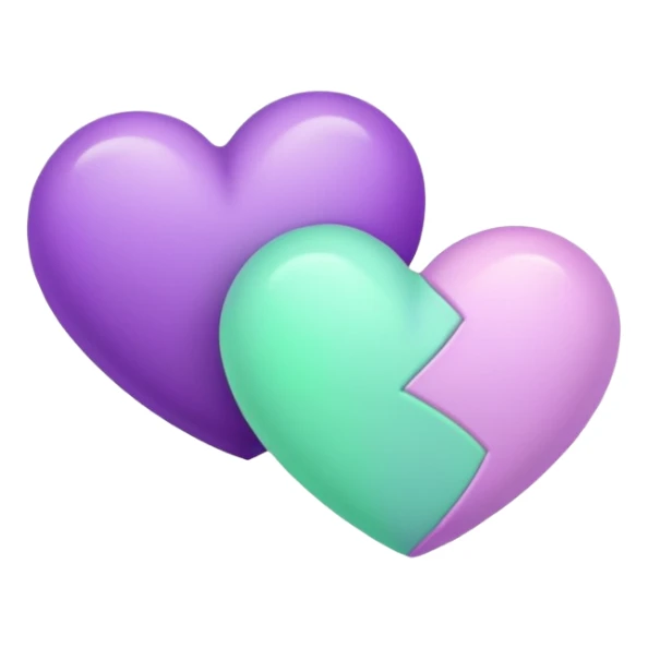 Two-hearts-coloured-light-pastel-shade green color and purple sticker