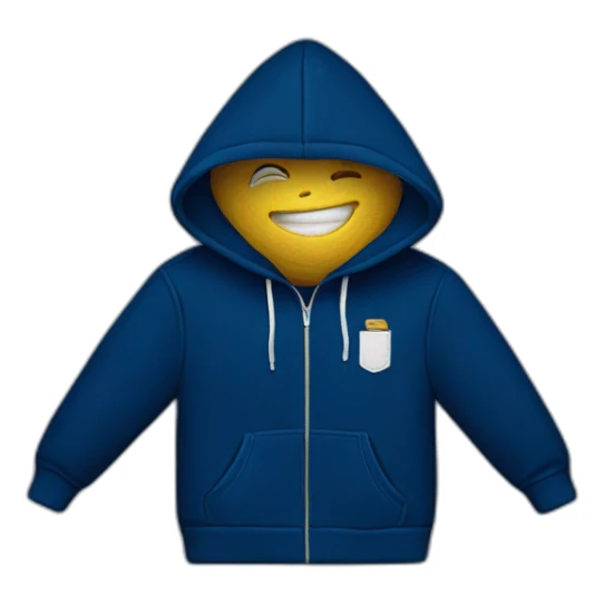 dark blue hoodie with white breast pocket embroidery sticker