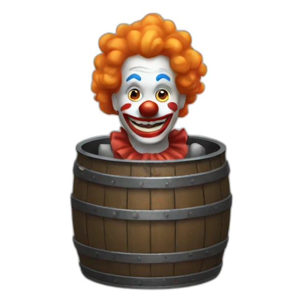 clown in full iron barrel sticker