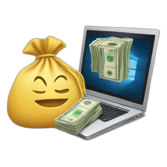 laptop and money bag sticker