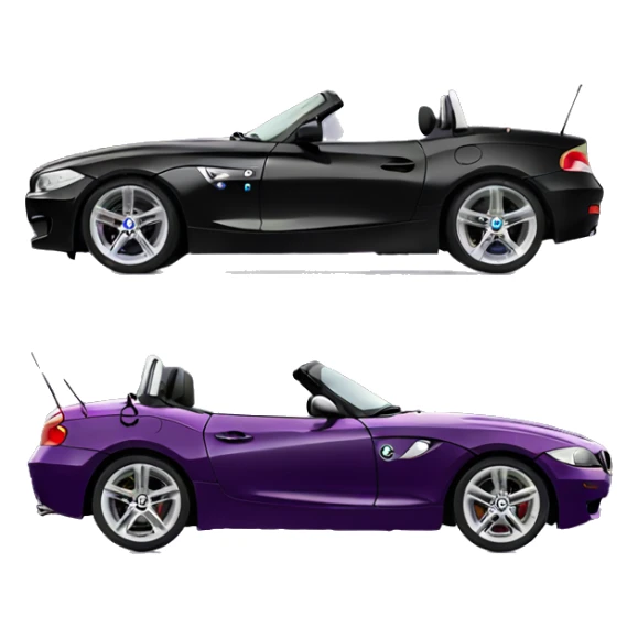 black bmw z4 with purple tyre rims sticker