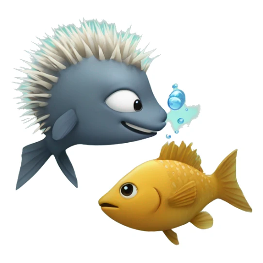 Fish and porcupine kiss sticker