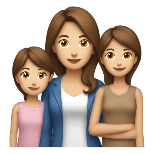Mom vietnamese and 3 daughers (1 brune, 2 châtain,) sticker