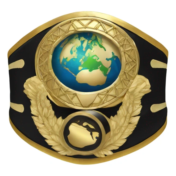 Championship title belt with the earth on front only use the colors gold and black sticker