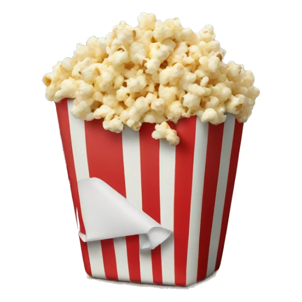 Popcorn in a striped cup with a TV sticker