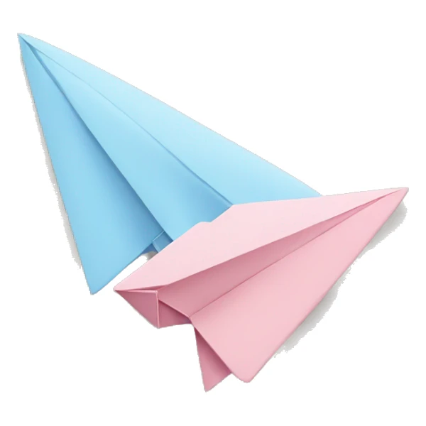 Pastel pink and Pastel Blue paper airplane  sticker