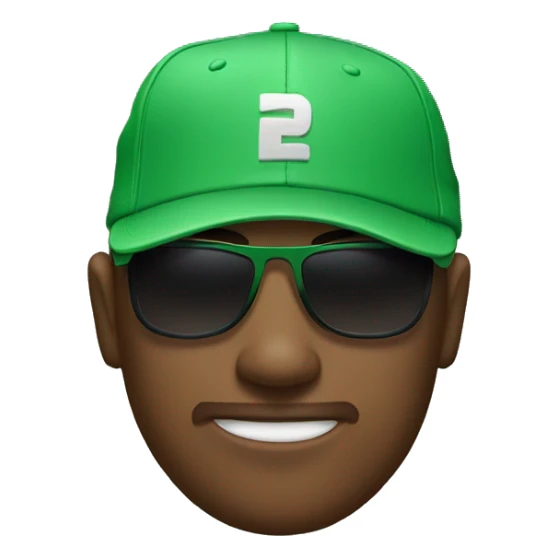 Man with backwards green baseball cap and with polarized sunglasses sticker