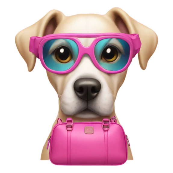 Dog with pink goggles and pink bag sticker