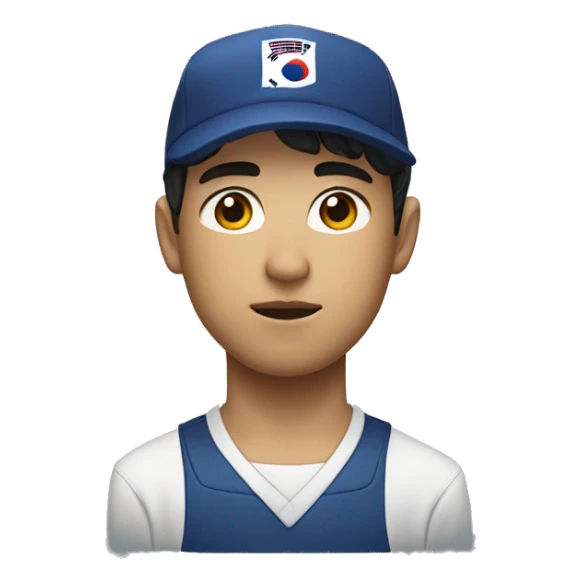 young guy with small wavy hair korean race suit with side profile and hat being serious sticker