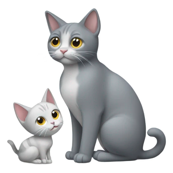 Grey cat and white cat playing. Grey cat is bigger  sticker
